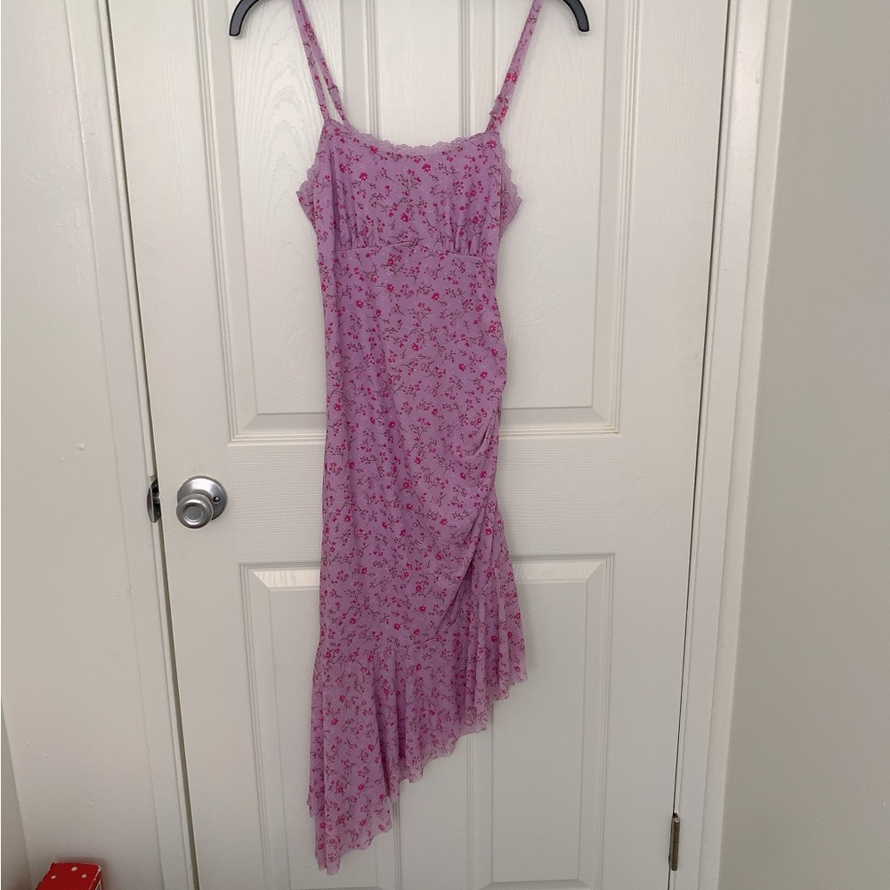 Lavender Floral Pink Midi mesh sundress